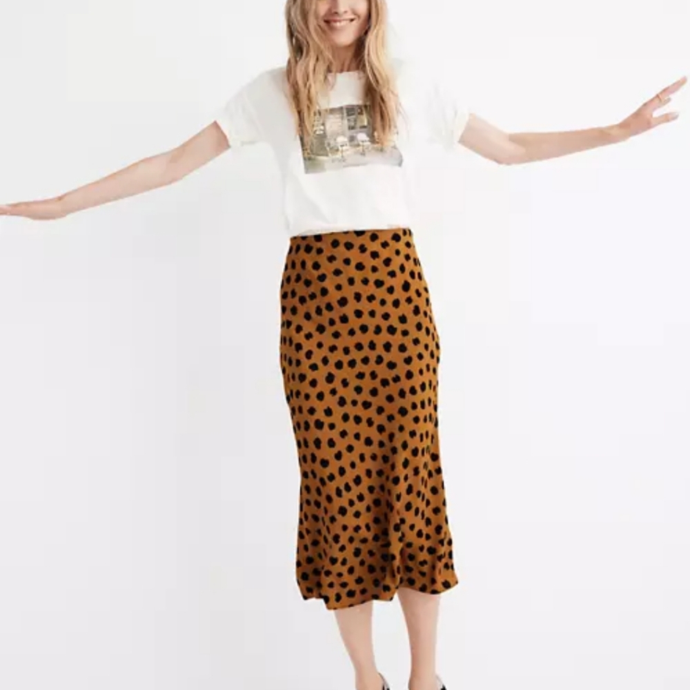 Madewell midi painted dot skirt